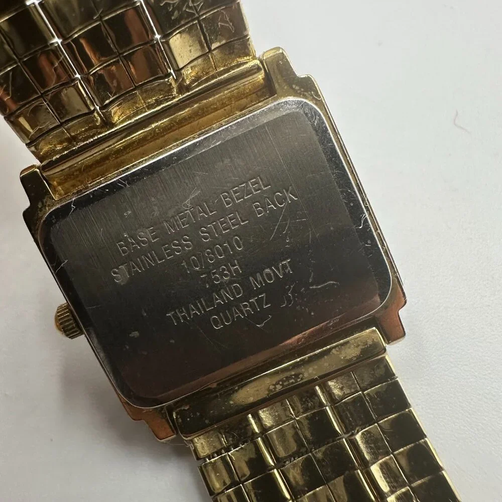 Anne Klein Watch Gold Tone Crystal Bezel Omega Chain Band New Battery 6.25